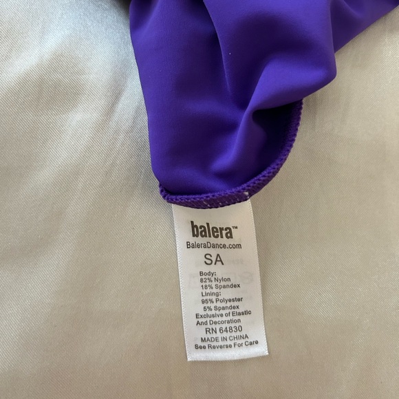 Balera Vibrant Long Sleeve Purple Dancewear Leotard - Picture 7 of 8
